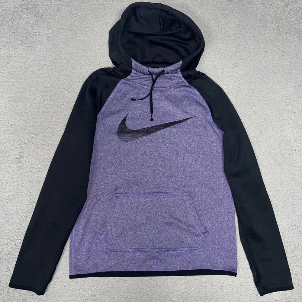 Nike Hoodie Women's Sz S Purple Fleece Therma Thumbhole Center Swoosh 695596-526